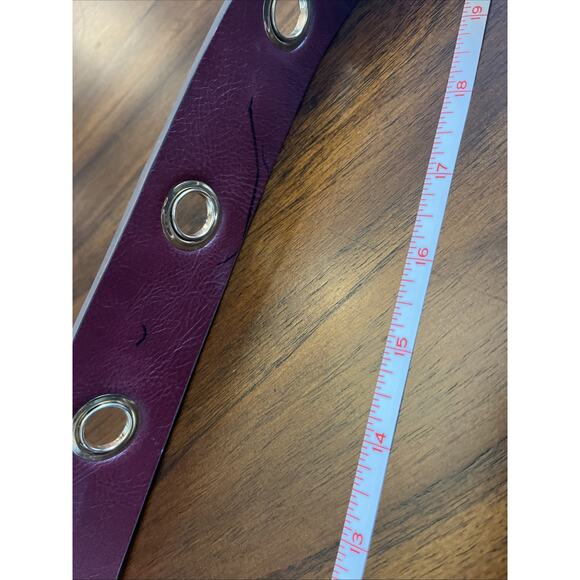 Burgundy Faux Leather With Gold Grommet Accents Crossbody Purse Boho Fallcore - Picture 5 of 10